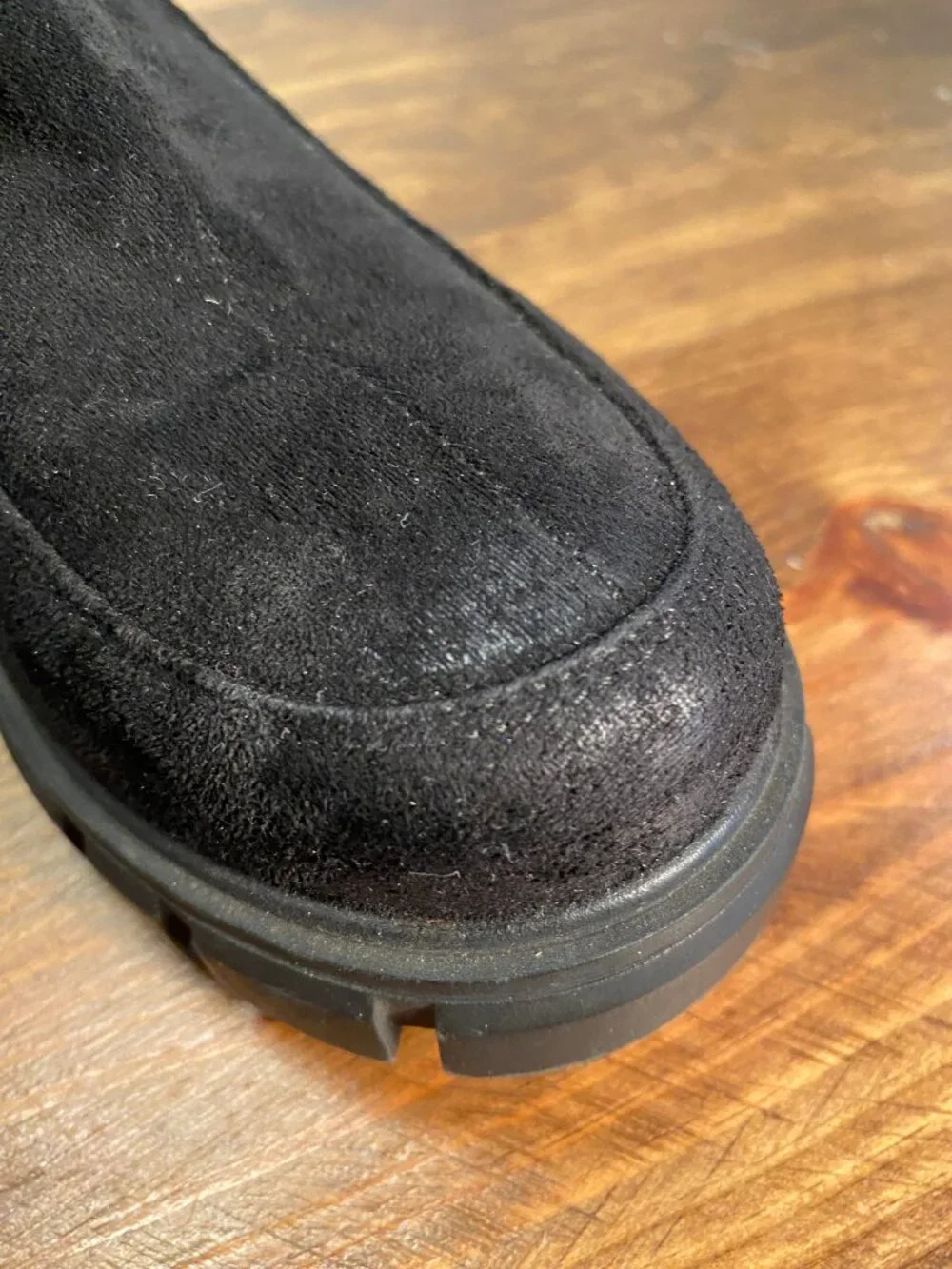 Pierre Dumas - Black Suede Chelsea Lug Sole Chunky Ankle Boots - Size 6.5